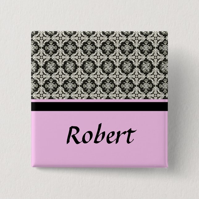 damask name button (Front)