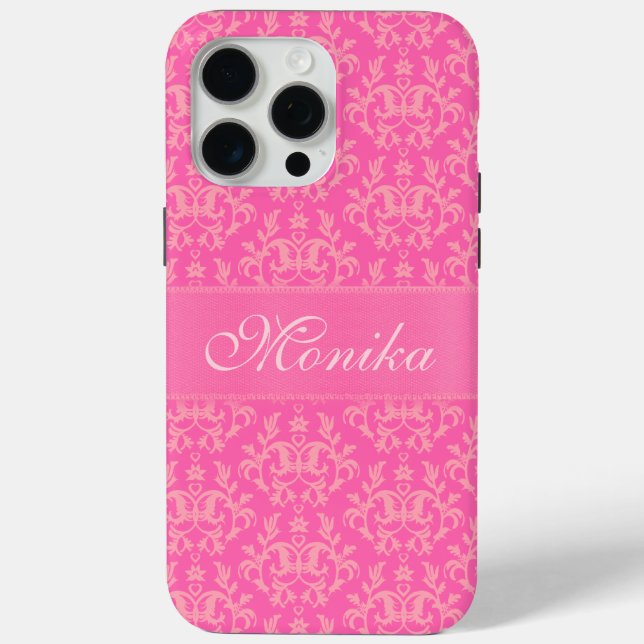 Damask name pink patterned iphone case (Back)