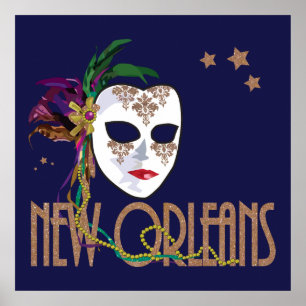 Damask New Orleans Mask Poster