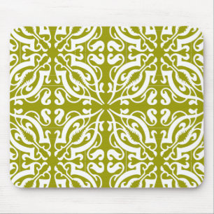 DAMASK - Olive Green Mouse Mat