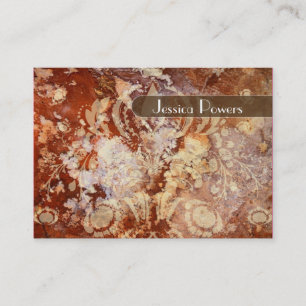 Damask on granite  template, teal crimson business card