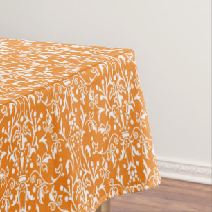 Damask Orange & White Tablecloth