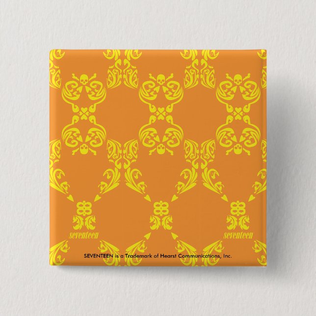 Damask Orange-Yellow 15 Cm Square Badge (Front)