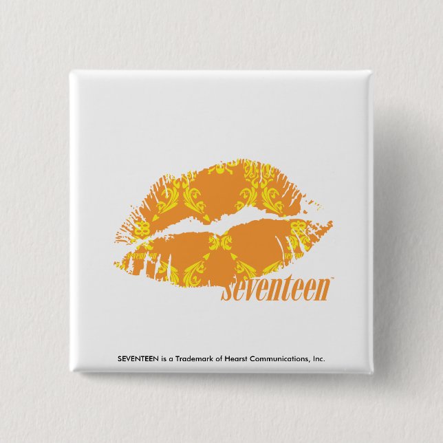 Damask Orange-Yellow 15 Cm Square Badge (Front)