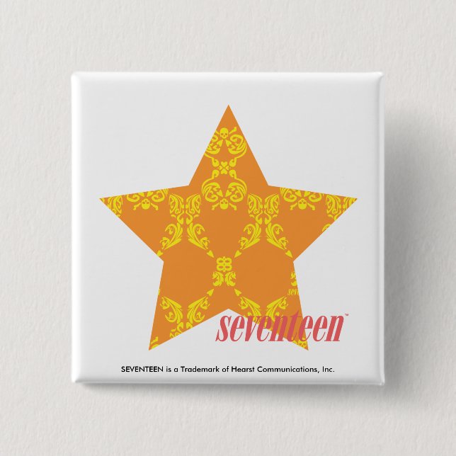 Damask Orange-Yellow 3 15 Cm Square Badge (Front)