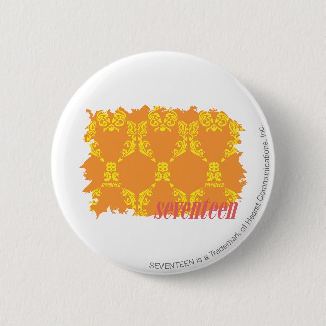Damask Orange-Yellow 4 6 Cm Round Badge (Front)