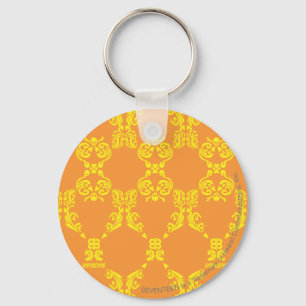 Damask Orange-Yellow Key Ring