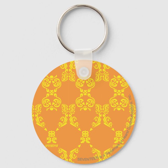 Damask Orange-Yellow Key Ring (Front)