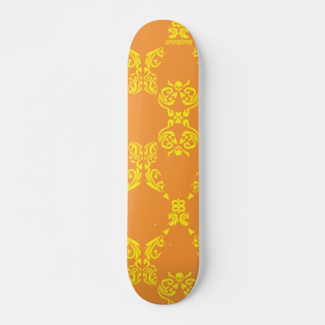 Damask Orange-Yellow Skateboard (Front)