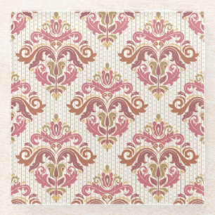 Damask orient colourful vintage. glass coaster