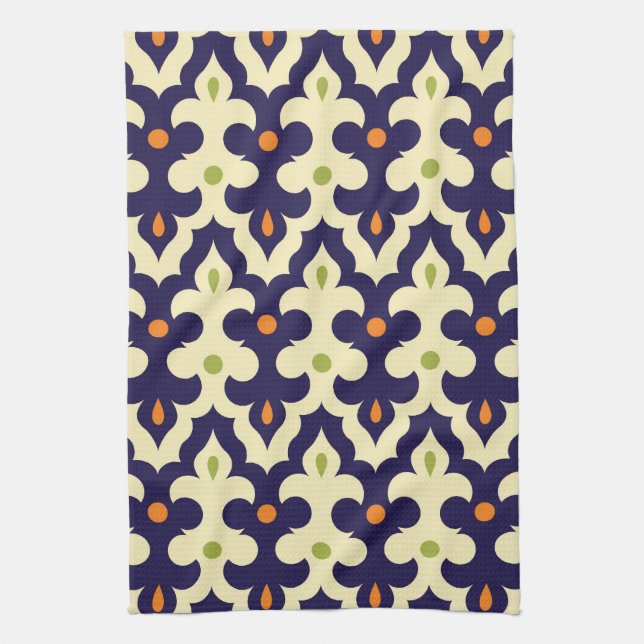 Damask paisley arabesque Moroccan pattern Tea Towel (Vertical)