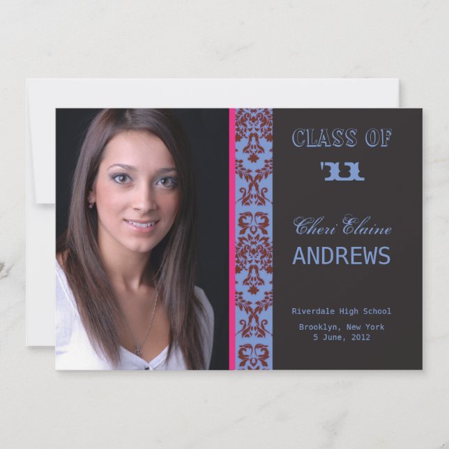 Damask Panel - Graduation Announcement card-6 (Front)