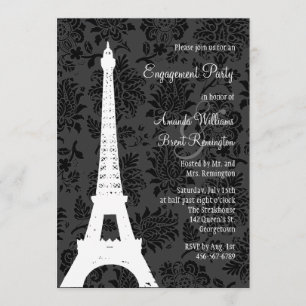 Damask Paris Engagement Party Invitation