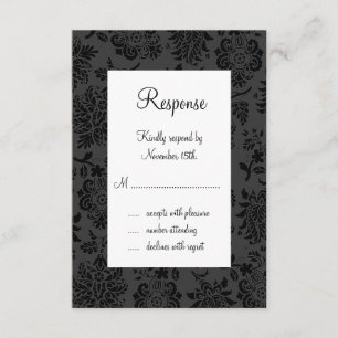 Damask Paris RSVP (black) Card