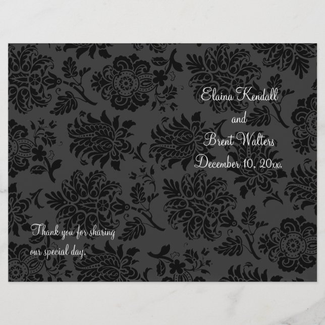 Damask Paris Wedding Program (Front)