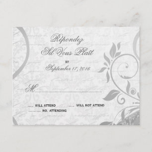 Damask Parisienne - Elegant Black & White RSVP Card