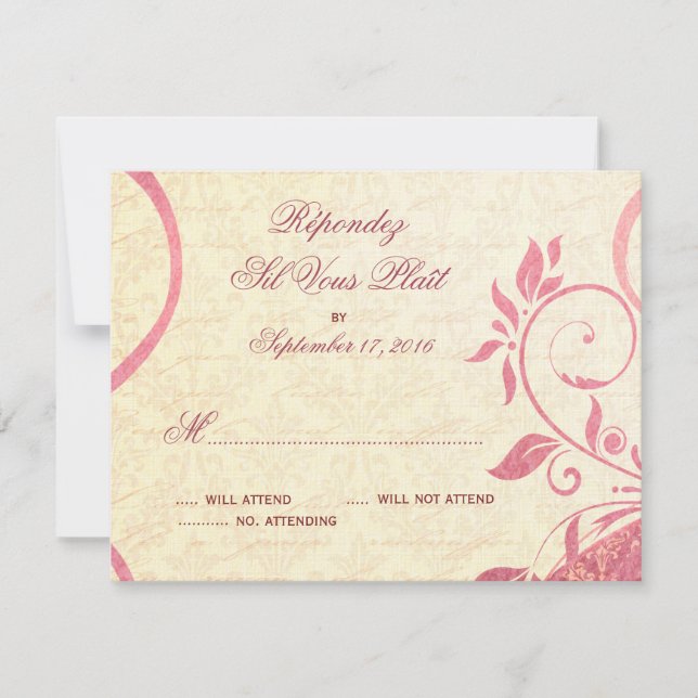 Damask Parisienne - Honeysuckle & Ivory RSVP (Front)