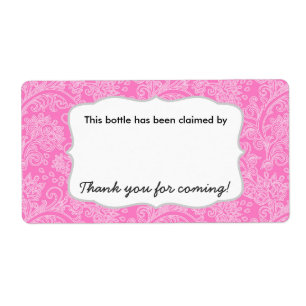 Damask party beer water soda bottle name tags