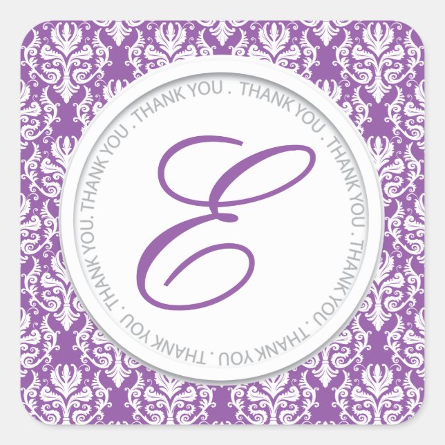 Damask Party Favour Stickers (Front)