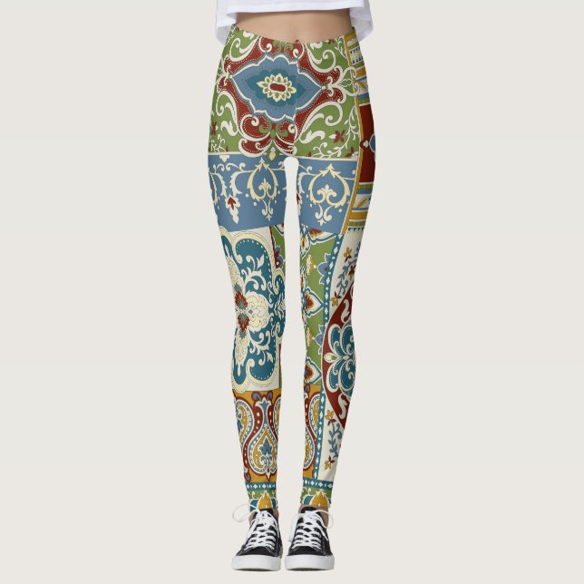 Damask Patchwork: Colourful Turkish Vintage. Leggings (Front)