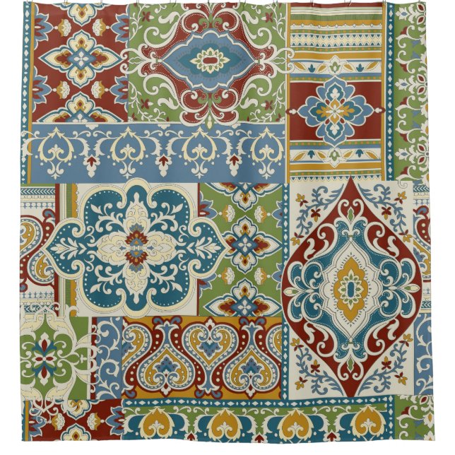 Damask Patchwork: Colourful Turkish Vintage. Shower Curtain (Front)