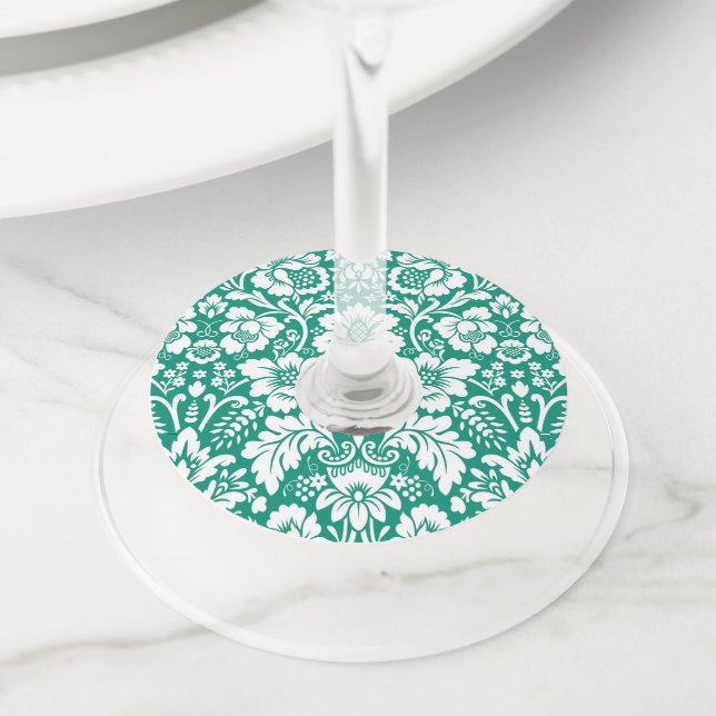 Damask Pattern 10 Wine Glass Tag (Close Up)