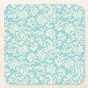 Damask Pattern 3 Square Paper Coaster
