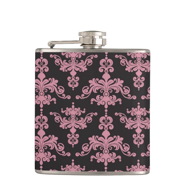 Damask Pattern 5 Hip Flask (Front)