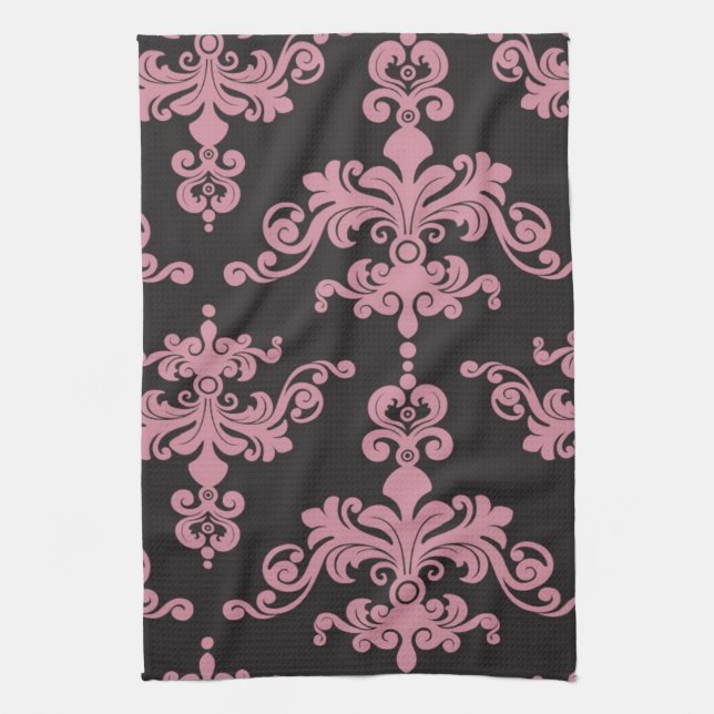 Damask Pattern 5 Tea Towel (Vertical)
