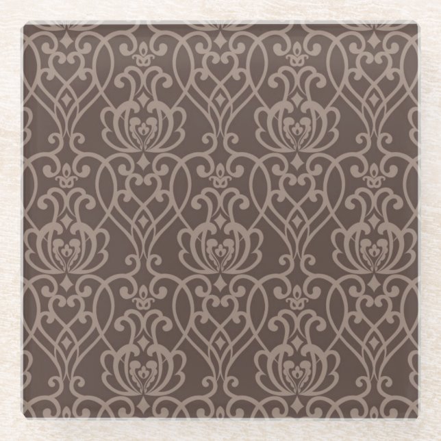 Damask pattern 6 glass coaster (Front)