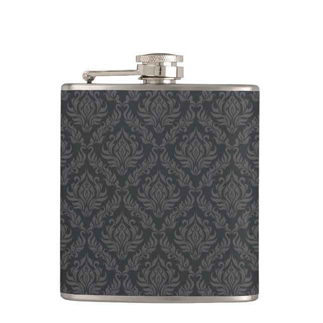 Damask Pattern 6 Hip Flask (Front)