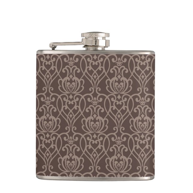 Damask pattern 6 hip flask (Front)