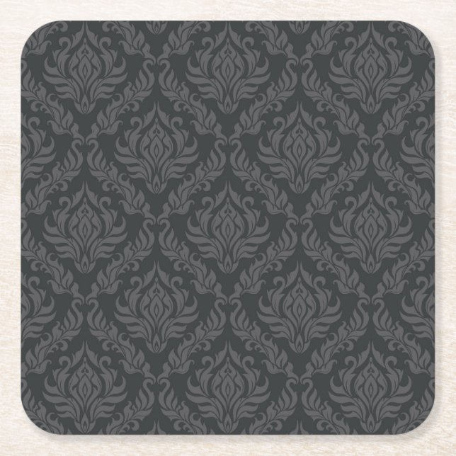 Damask Pattern 6 Square Paper Coaster (Front)