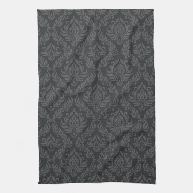 Damask Pattern 6 Tea Towel (Vertical)