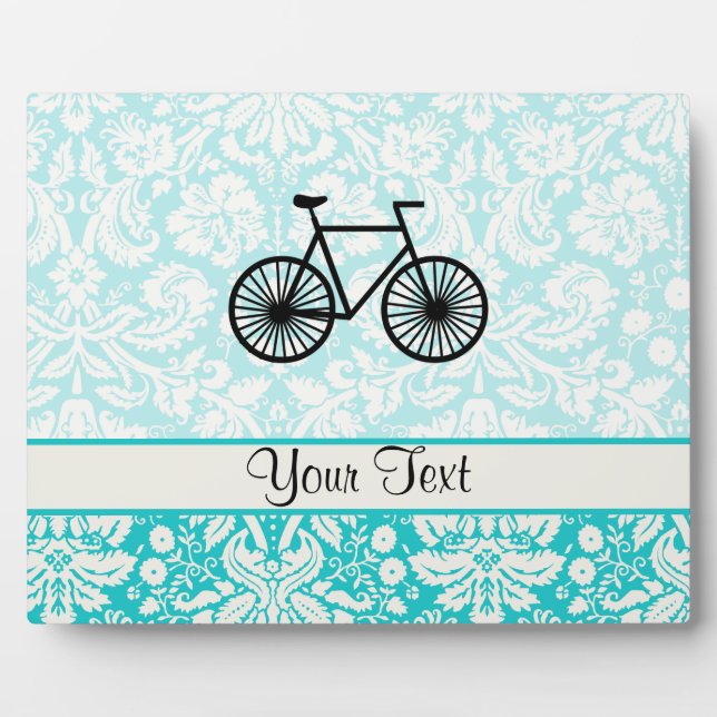 Damask Pattern Bicycle; Teal Plaque (Front)