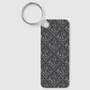 Damask Pattern Black Background-23961 Insulated Tu Key Ring