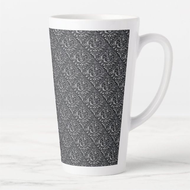 Damask Pattern Black Background-23961 Latte Mug (Right)