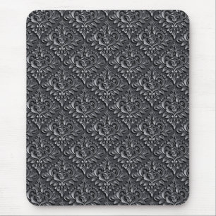 Damask Pattern Black Background-23961 Mouse Mat