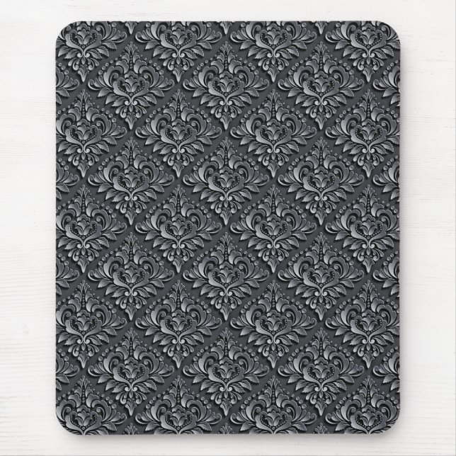Damask Pattern Black Background-23961 Mouse Mat (Front)