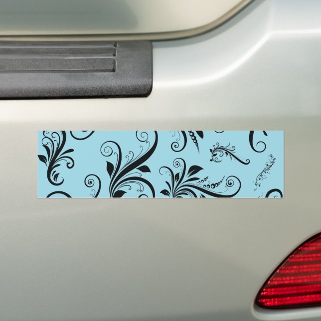 Damask Pattern, Blue Damask, French Damask Bumper Sticker (On Car)
