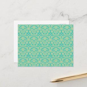 Damask Pattern, Blue Damask, French Damask Postcard