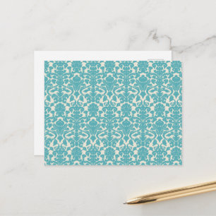 Damask Pattern, Blue Damask, French Damask Postcard