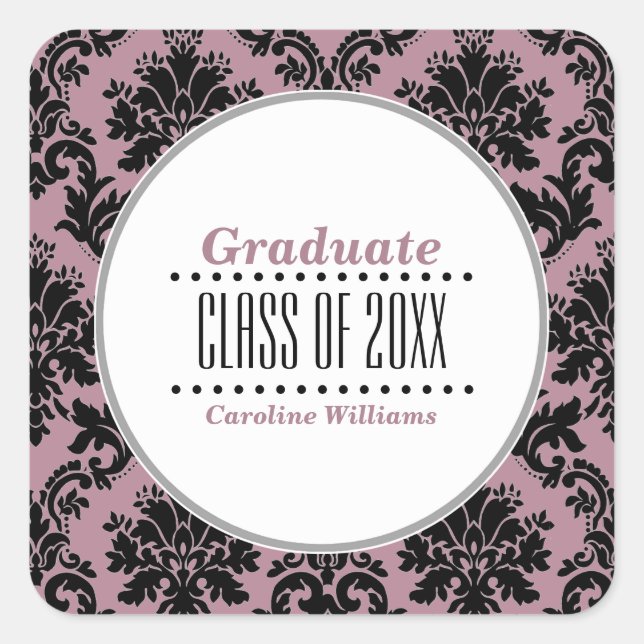 Damask Pattern Custom Graduation Stickers (Front)