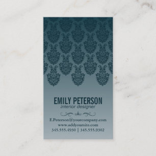 Damask Pattern (Deep Blue) Business Card