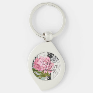 Damask Pattern Floral Decor Pretty Key Ring