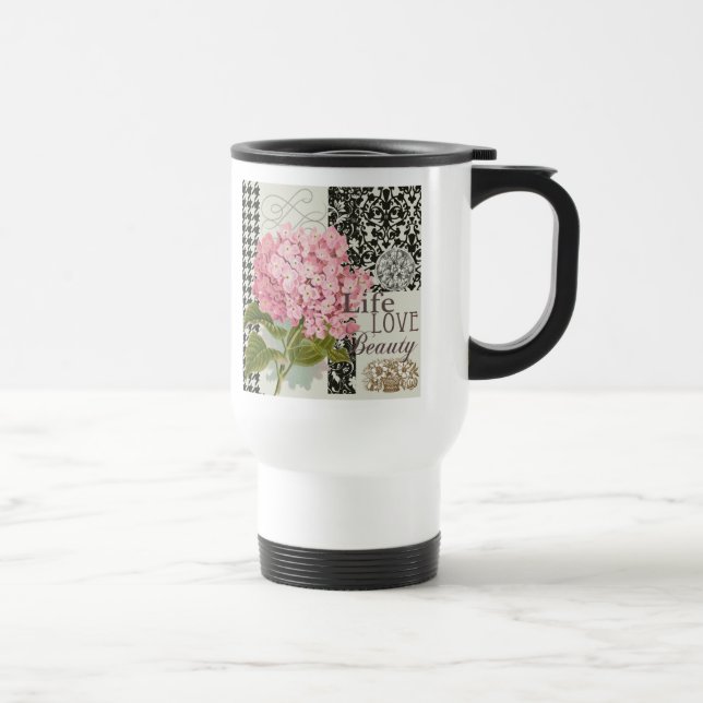 Damask Pattern Floral Decor Pretty Travel Mug (Right)