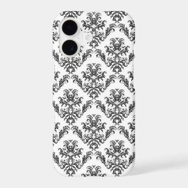 Damask Pattern, French Damask, Black and White (Back)