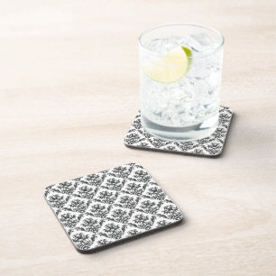 Damask Pattern, French Damask, Black and White Coaster
