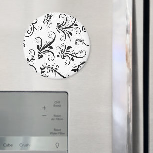 Damask Pattern, French Damask, Black and White Magnet