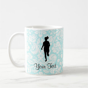 Damask Pattern; Girl Running Coffee Mug